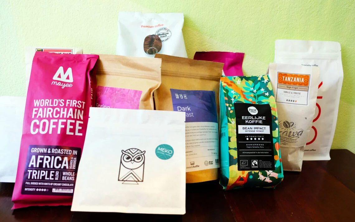 11 verpakkingen van duurzame eerlijke koffie